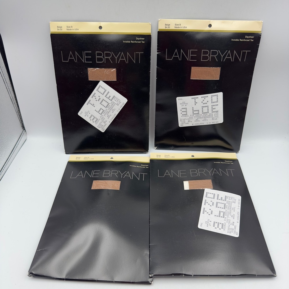 Lane Bryant Daysheer Pantyhose Beige Lot of 4 Vintage Size B Invisible toe